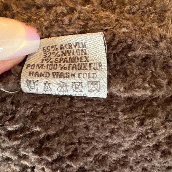 C.C Brown Knit Beanie with Faux Fur Pom - Picture 11 of 14